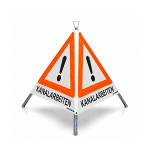 Faltsignal mit Warnsymbol VZ 101 - 70cm - KANALARBEITEN - reflektierendes Warndreieck
