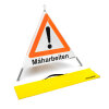 Panneau plié avec symbole davertissement VZ 101 - 70 cm - Travaux de tonte - luminescence diurne